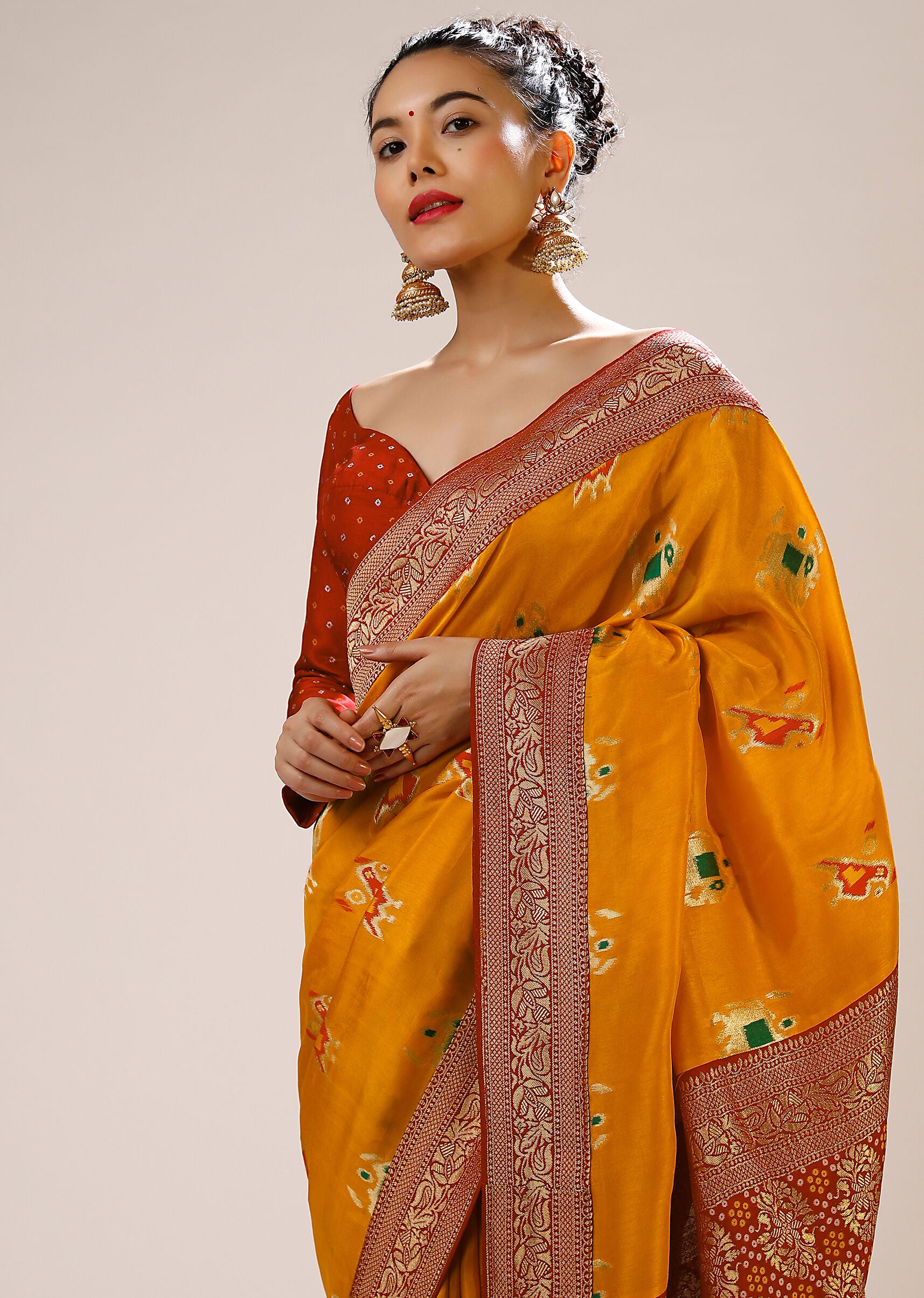 Mustard Banarasi Art Silk Woven Saree