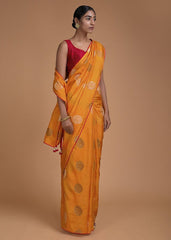 Mustard Banarasi Art Silk Woven Saree