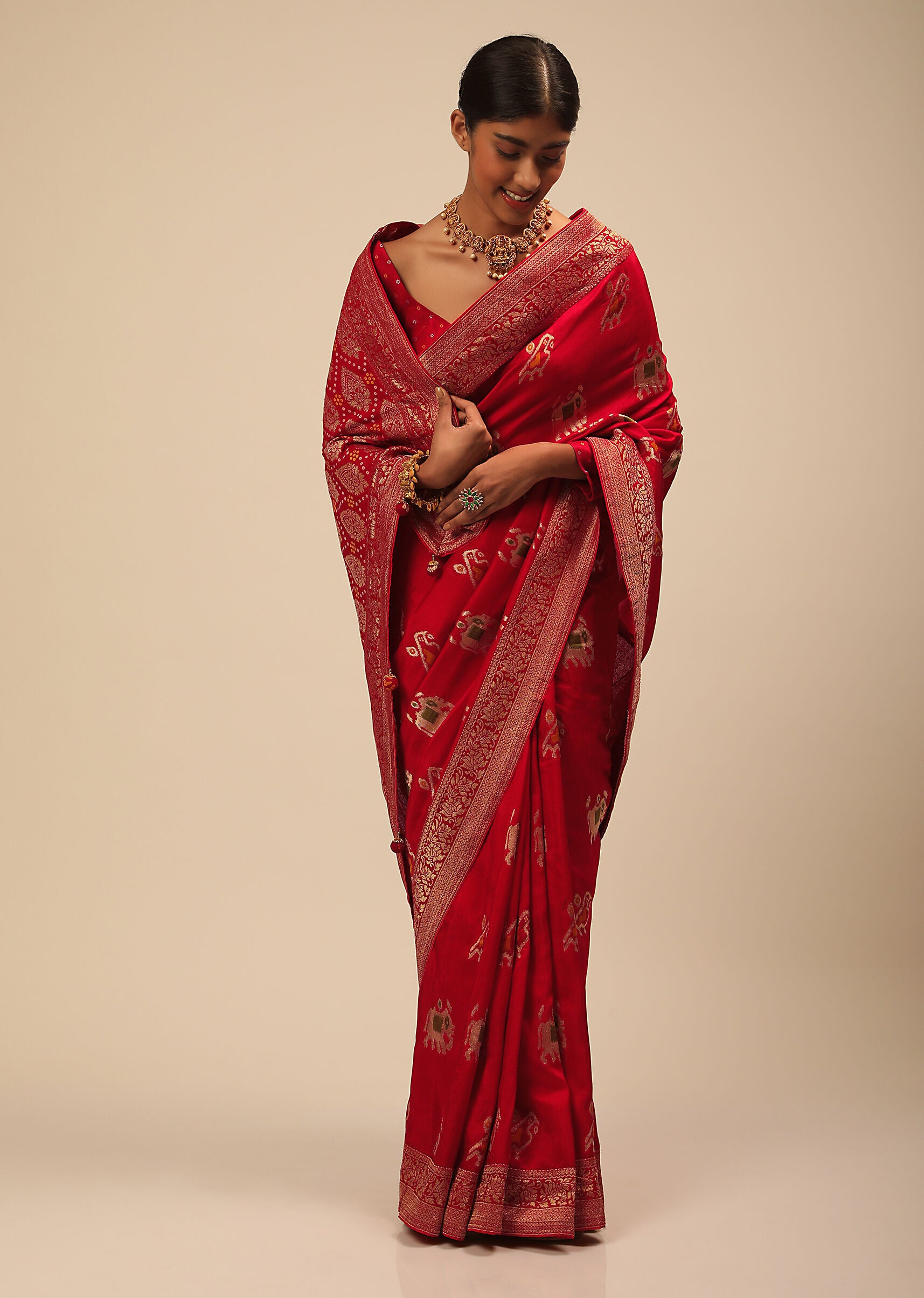 Red Banarasi Art Silk Woven Saree