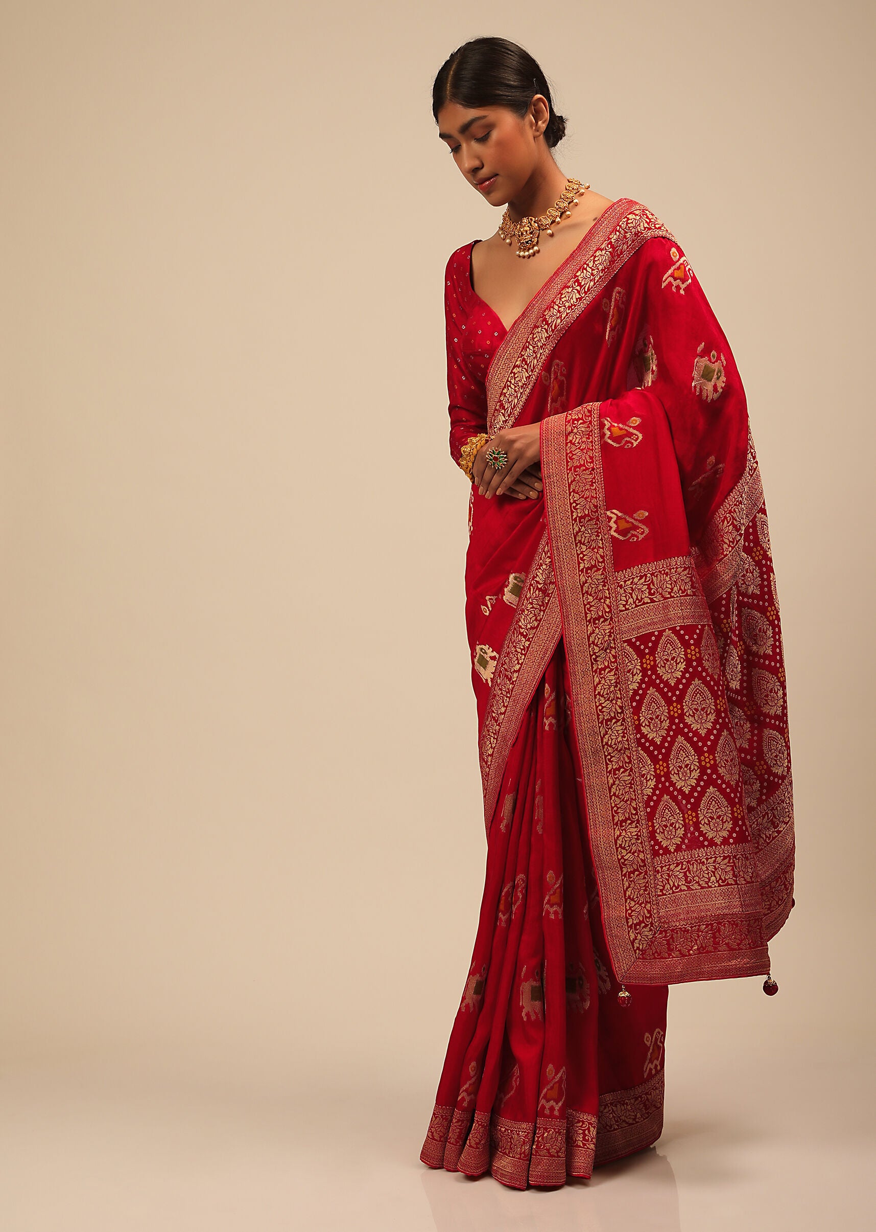 Red Banarasi Art Silk Woven Saree