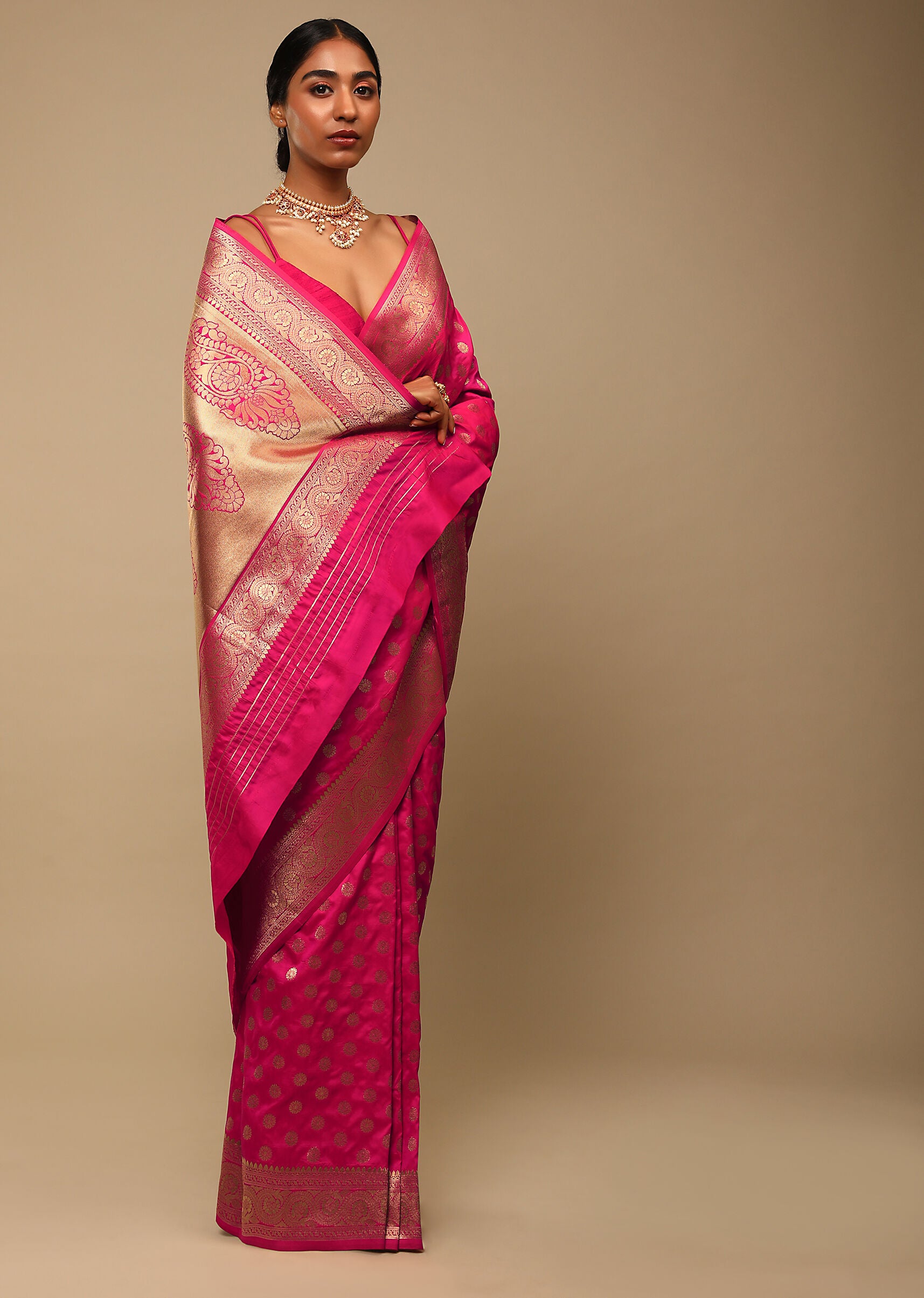 Pink Banarasi Art Silk Woven Saree