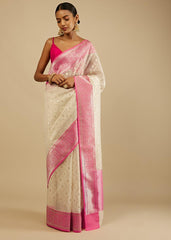 Off White Banarasi Art Silk Woven Saree