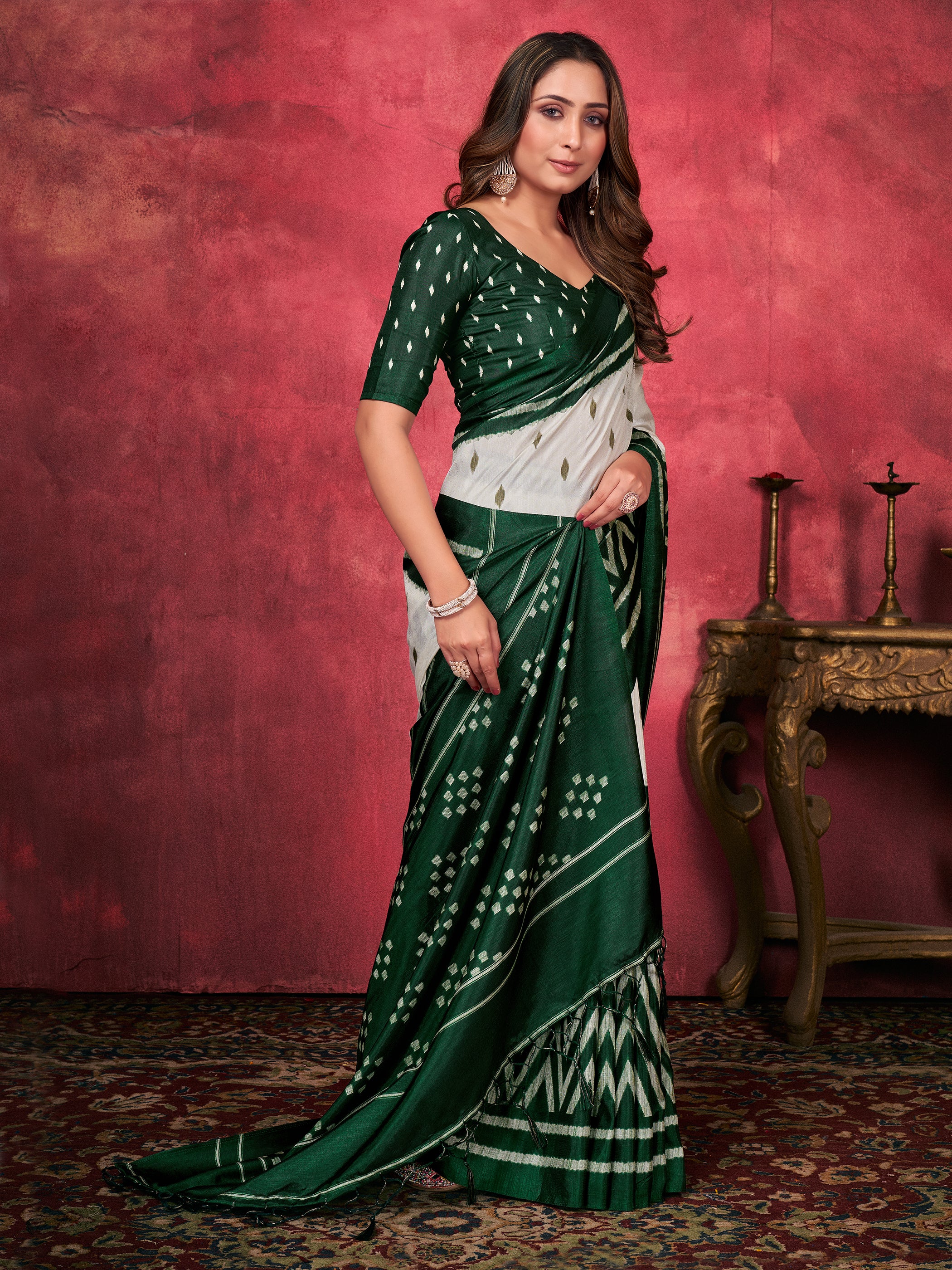 Green Mysore Art Silk Printed Saree