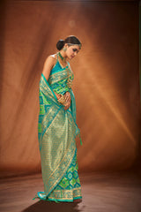 Green Banarasi Art Silk Party Wear Woven Saree