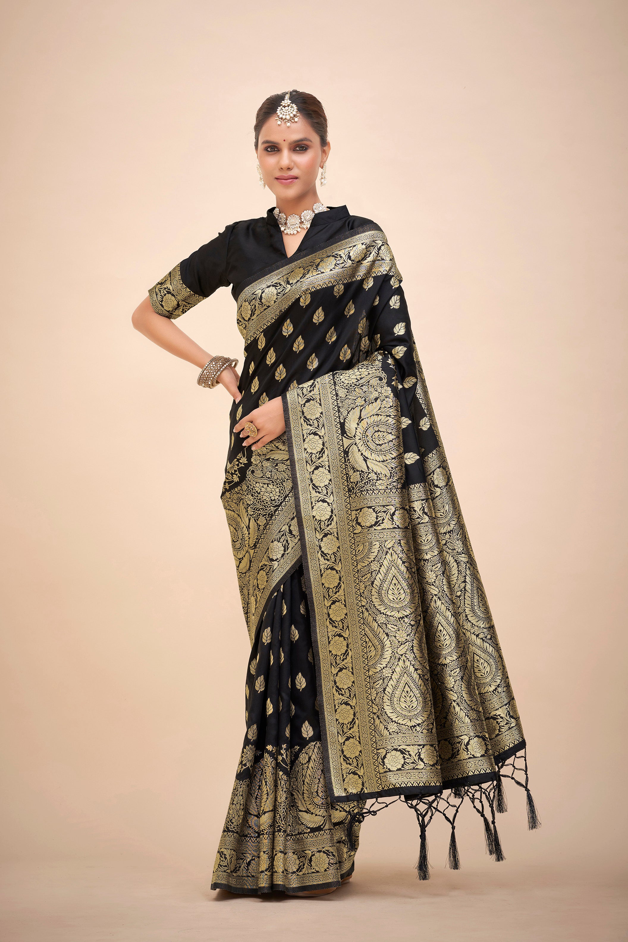 Black Banarasi Art Silk Woven Saree