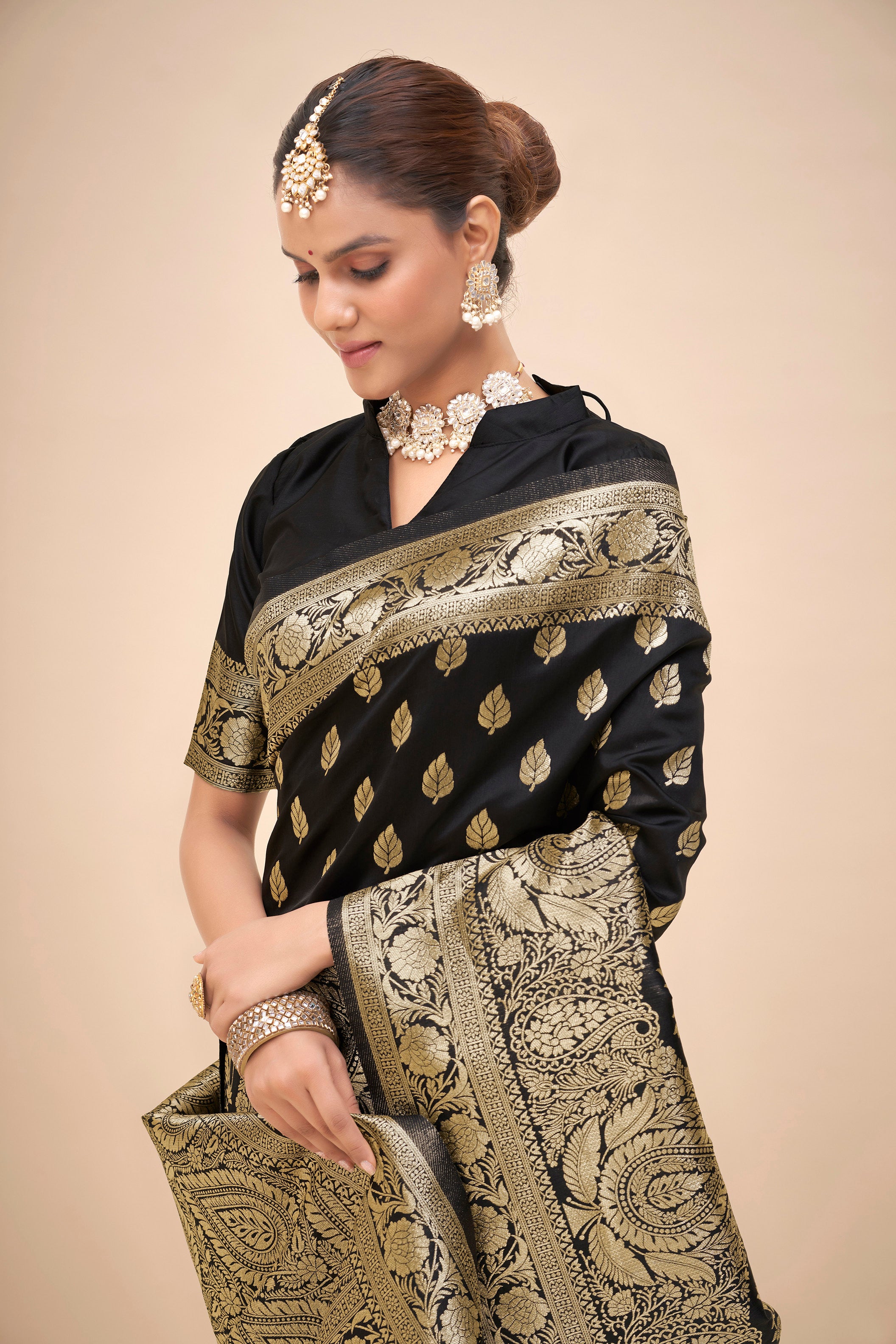 Black Banarasi Art Silk Woven Saree