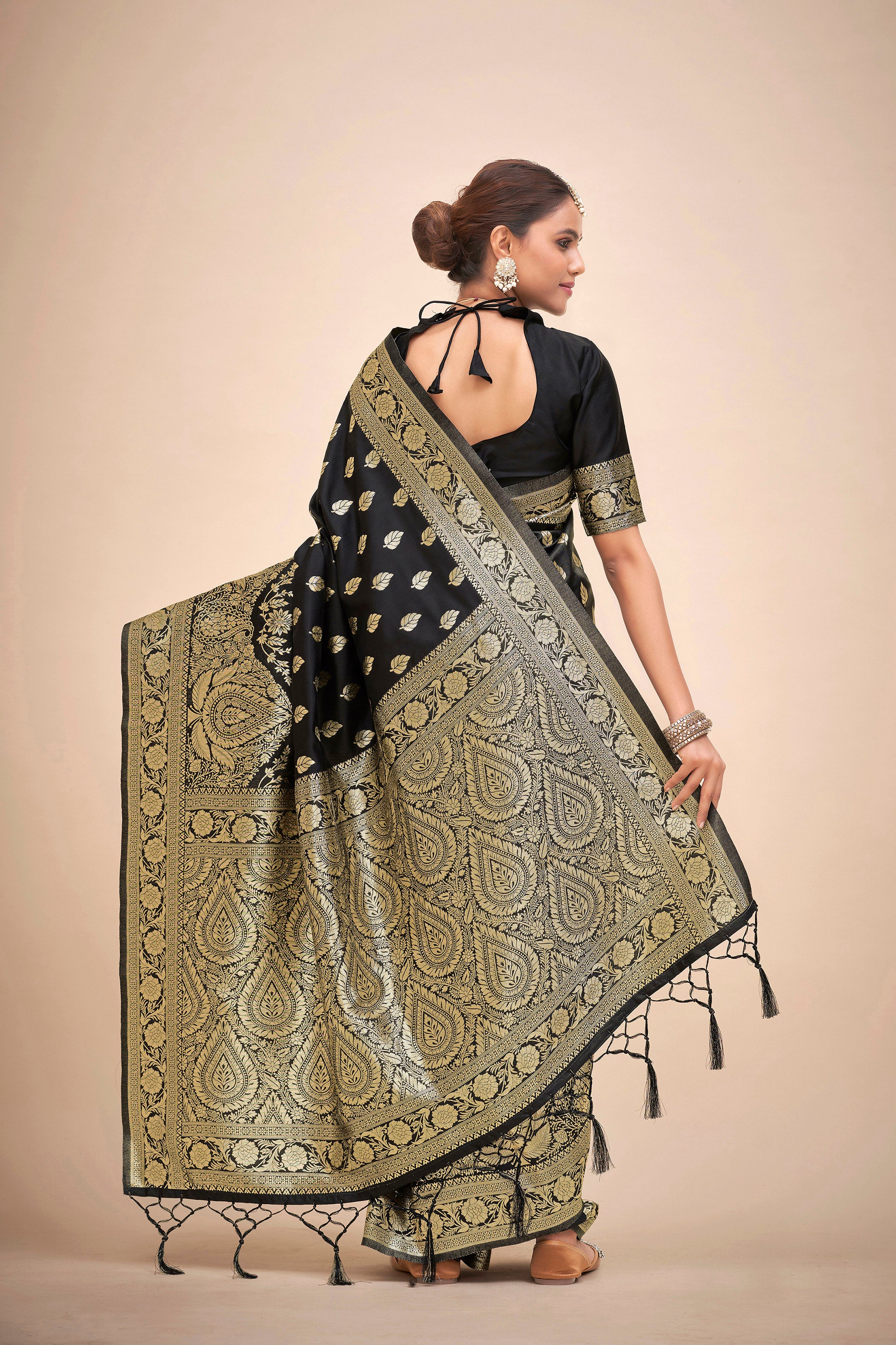 Black Banarasi Art Silk Woven Saree