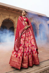 Light Salmon Pink Readymade Indian Cotton Silk Lehenga Choli Set for Women With Designer Blouse and Dupatta For Wedding