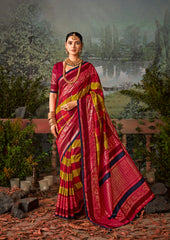 Tussar Silk Block Print Pink Saree