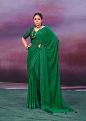 Sherwood Green Chiffon Swarovski Saree