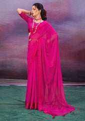 Burnt Pink Chiffon Swarovski Saree