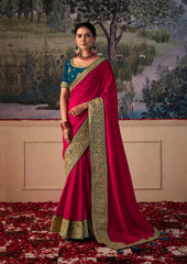 Wine Red Vichitra Gota Patti Saree