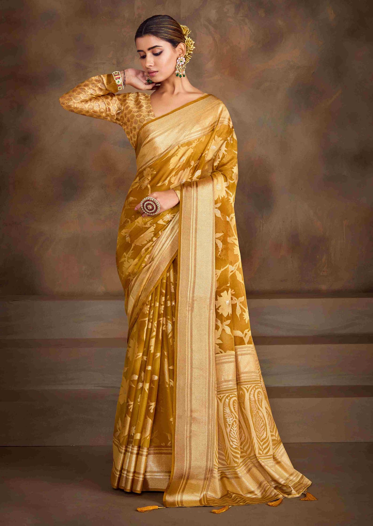 Gold Moss Brasso Brasso Saree