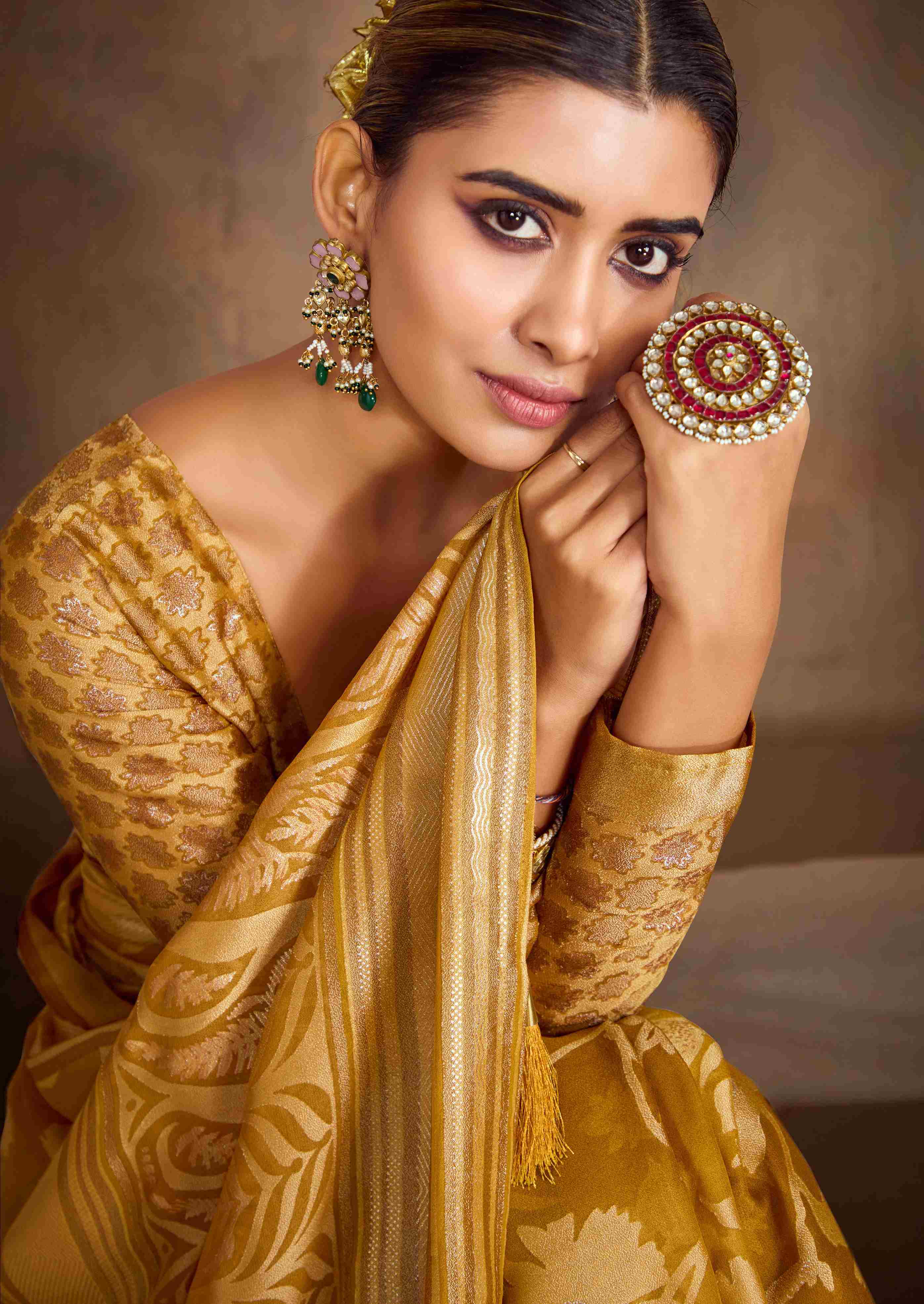 Gold Moss Brasso Brasso Saree