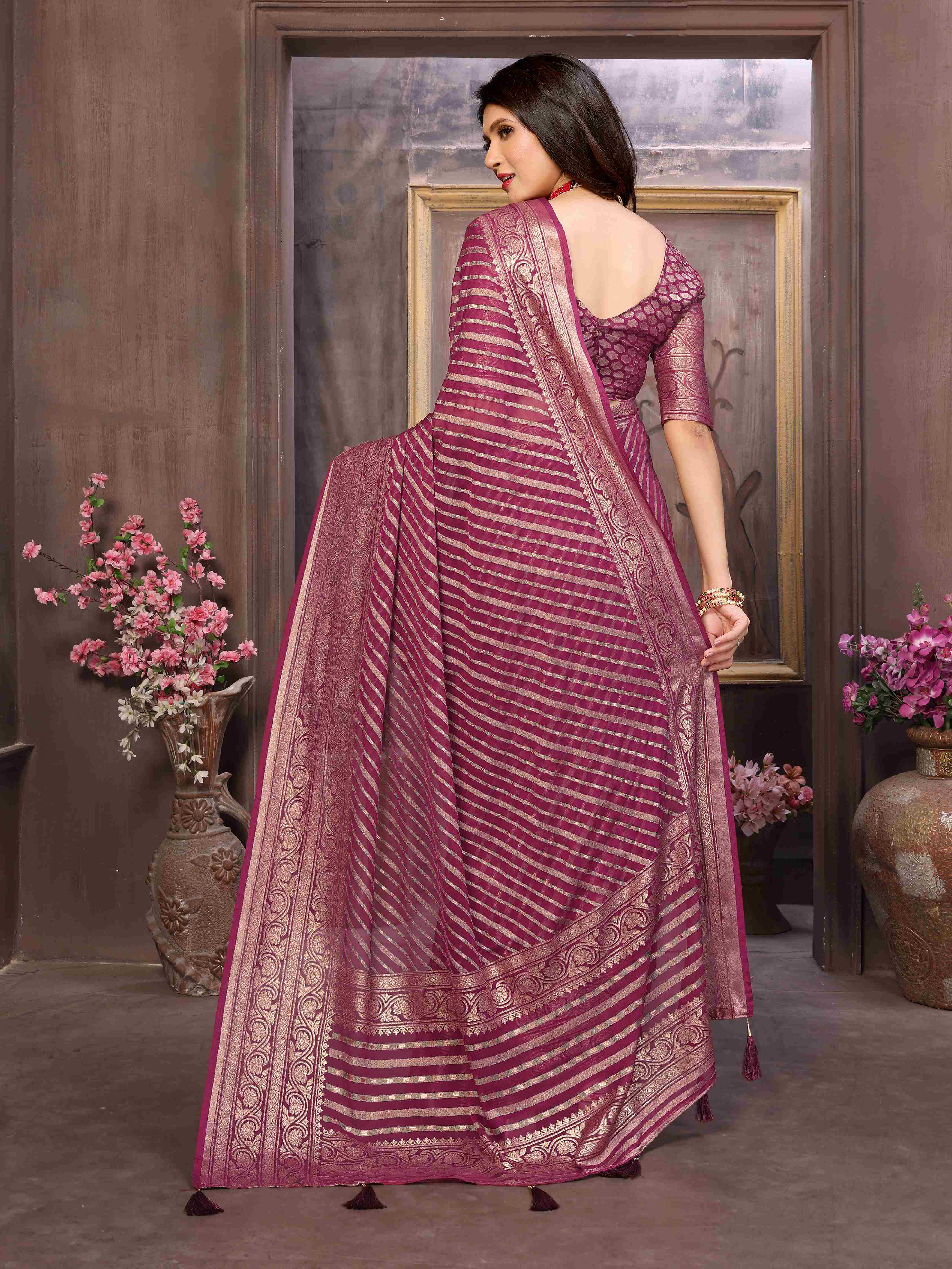 Wine Moss Brasso Saree