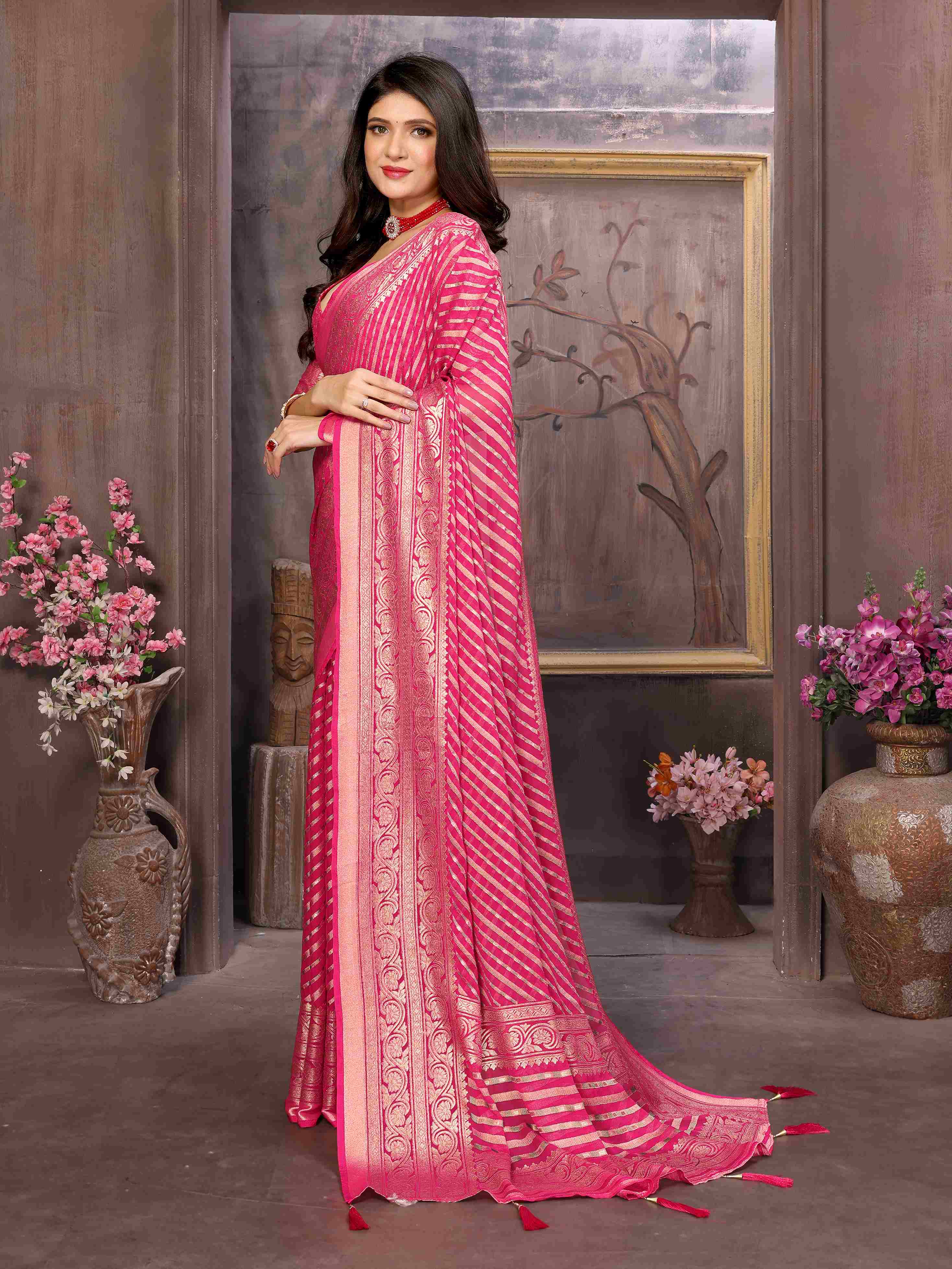 Pink Moss Brasso Saree