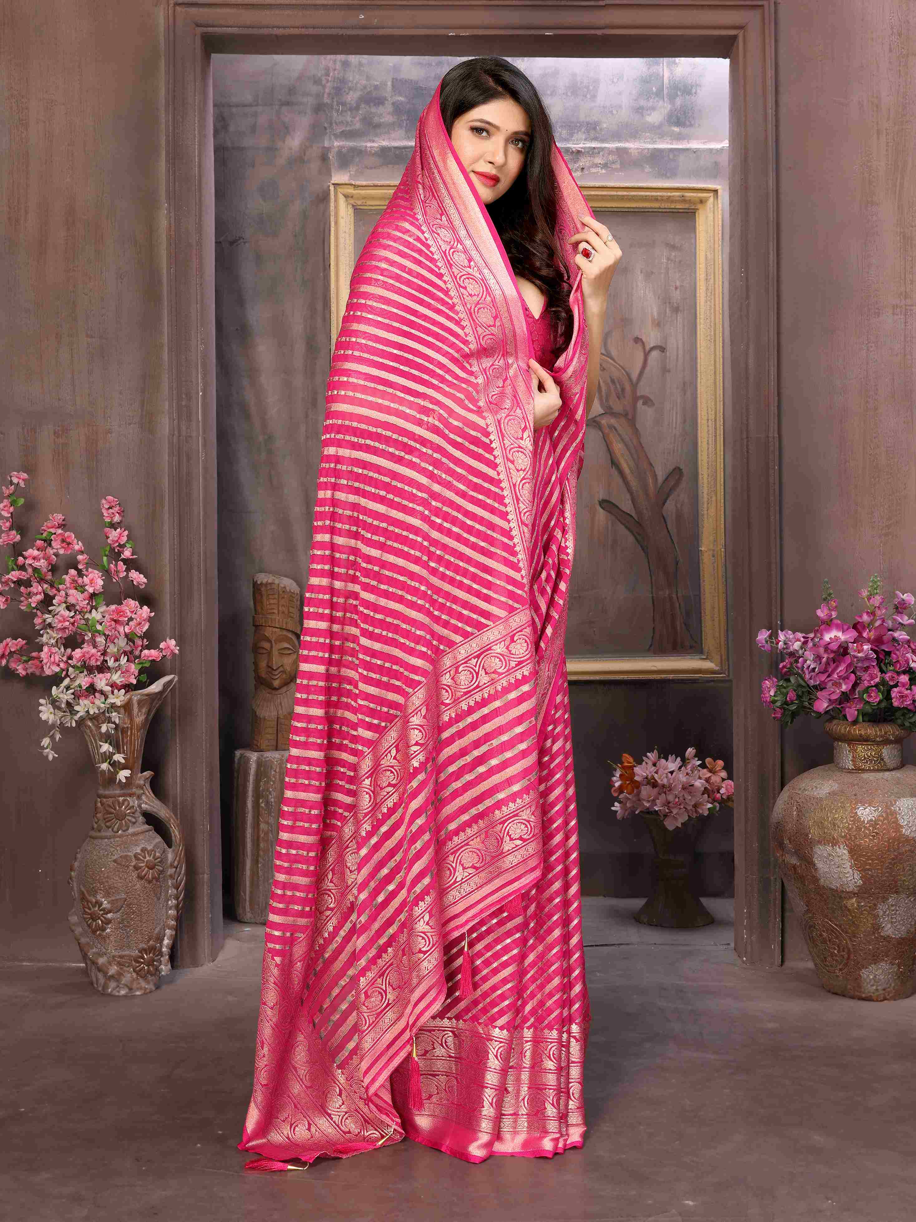 Pink Moss Brasso Saree