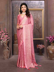 Light Pink Moss Brasso Saree