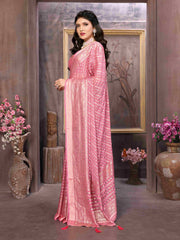 Light Pink Moss Brasso Saree