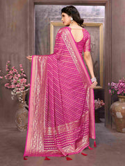 Neon Pink Moss Brasso Saree