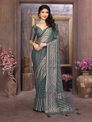 Charcoal Grey Moss Brasso Saree