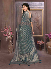 Charcoal Grey Moss Brasso Saree