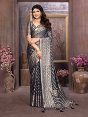 Dark Blue Moss Brasso Saree