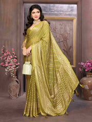 Olive Green Moss Brasso Saree