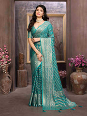 Sea Green Moss Brasso Casual Saree