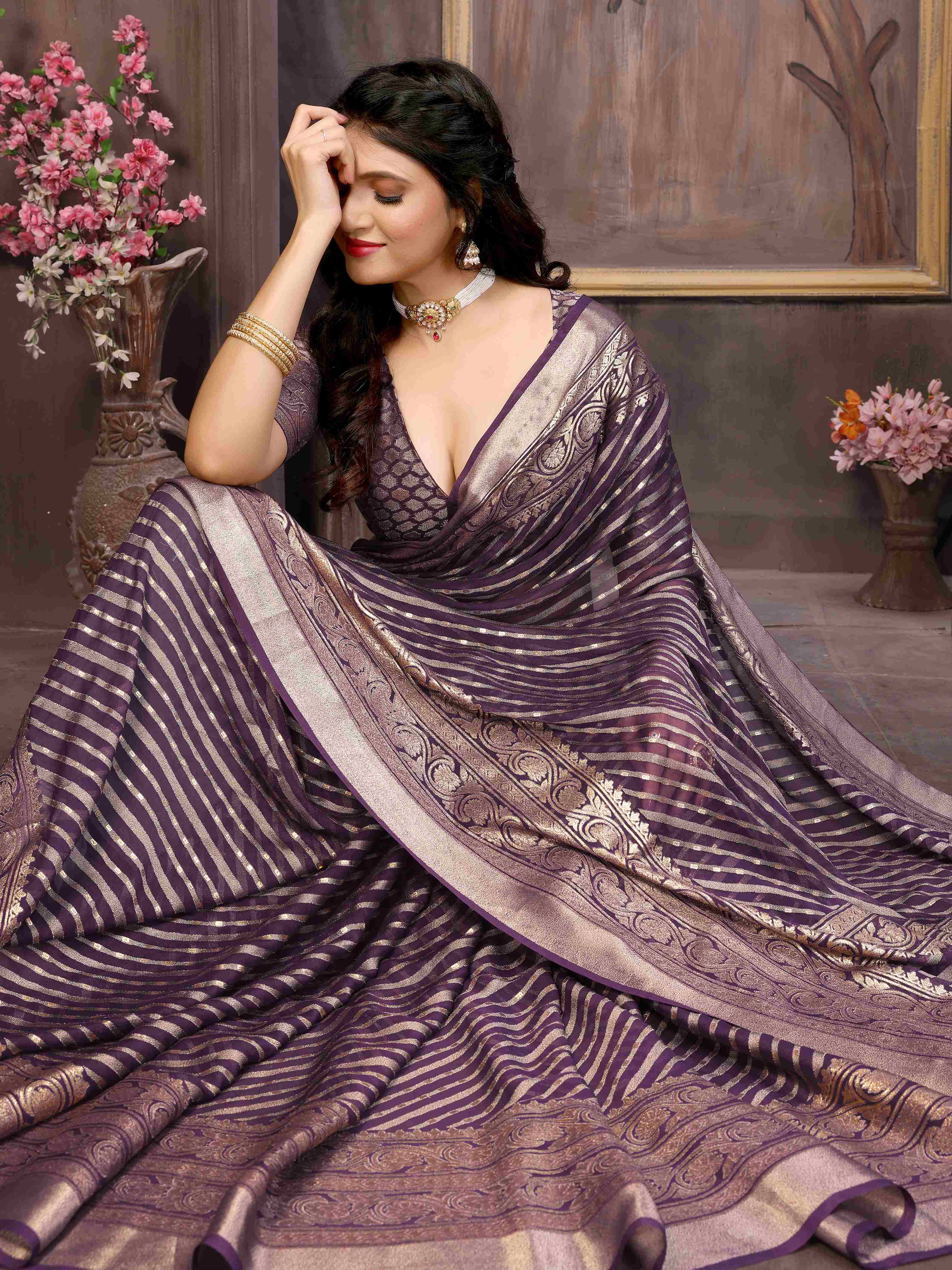 Purple Moss Brasso Casual Saree