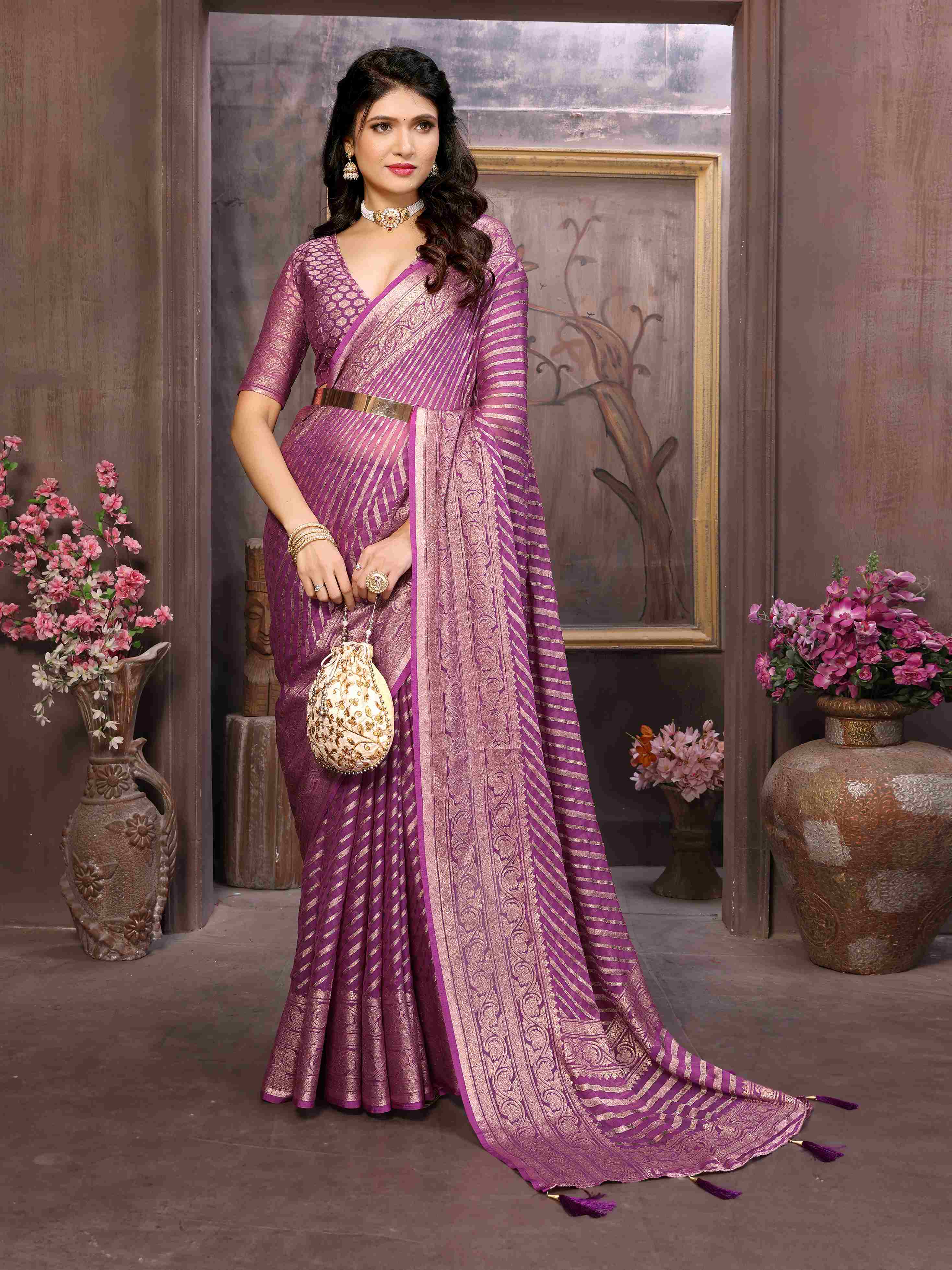 Violet Moss Brasso Saree