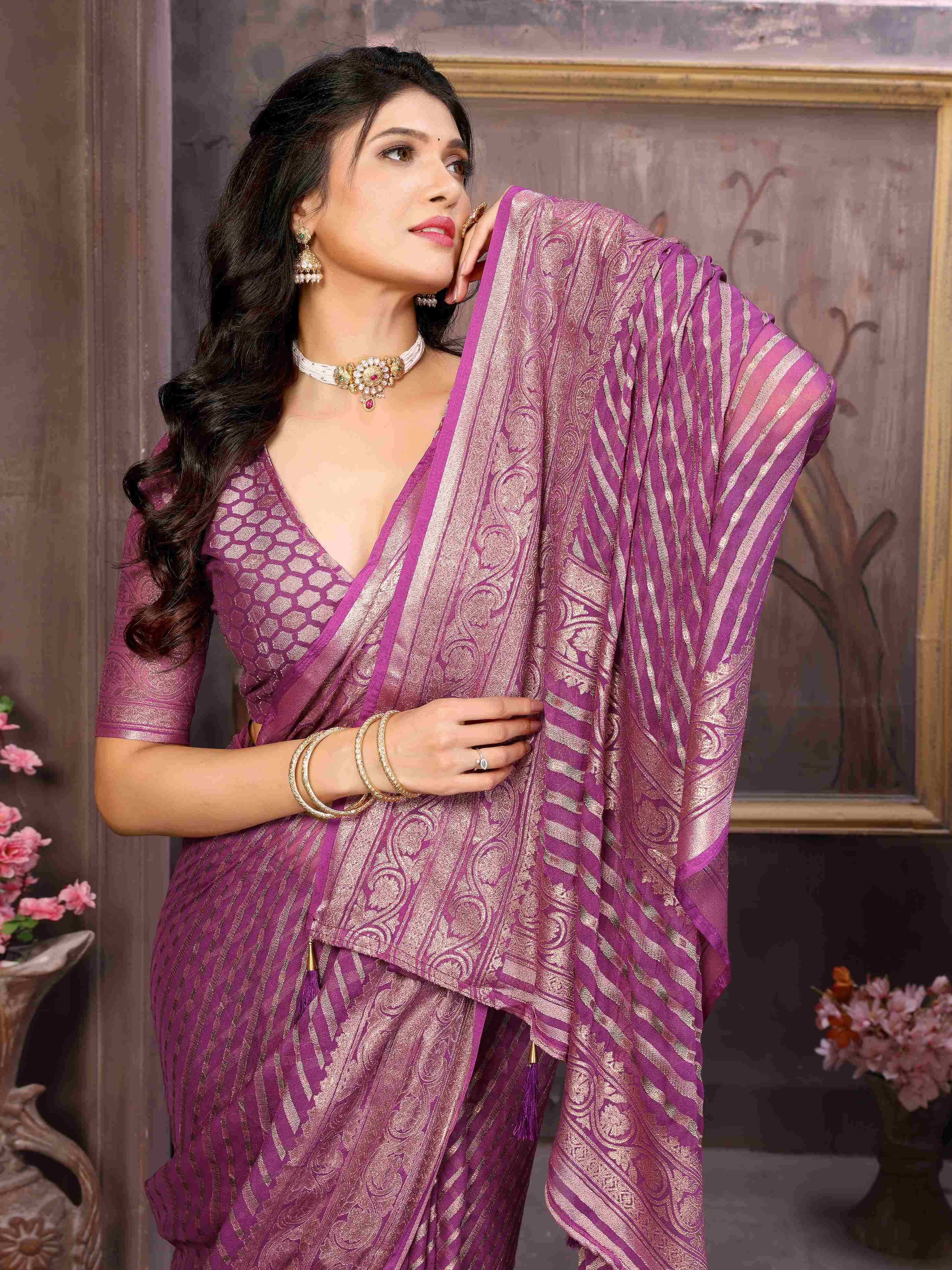 Violet Moss Brasso Saree