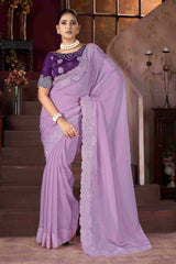 Lavender  Embroidery Saree