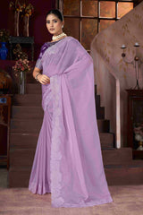 Lavender  Embroidery Saree