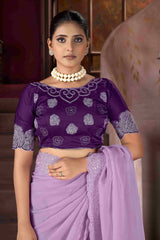 Lavender  Embroidery Saree