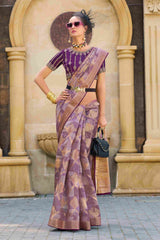 Purple Jacquard Woven Saree