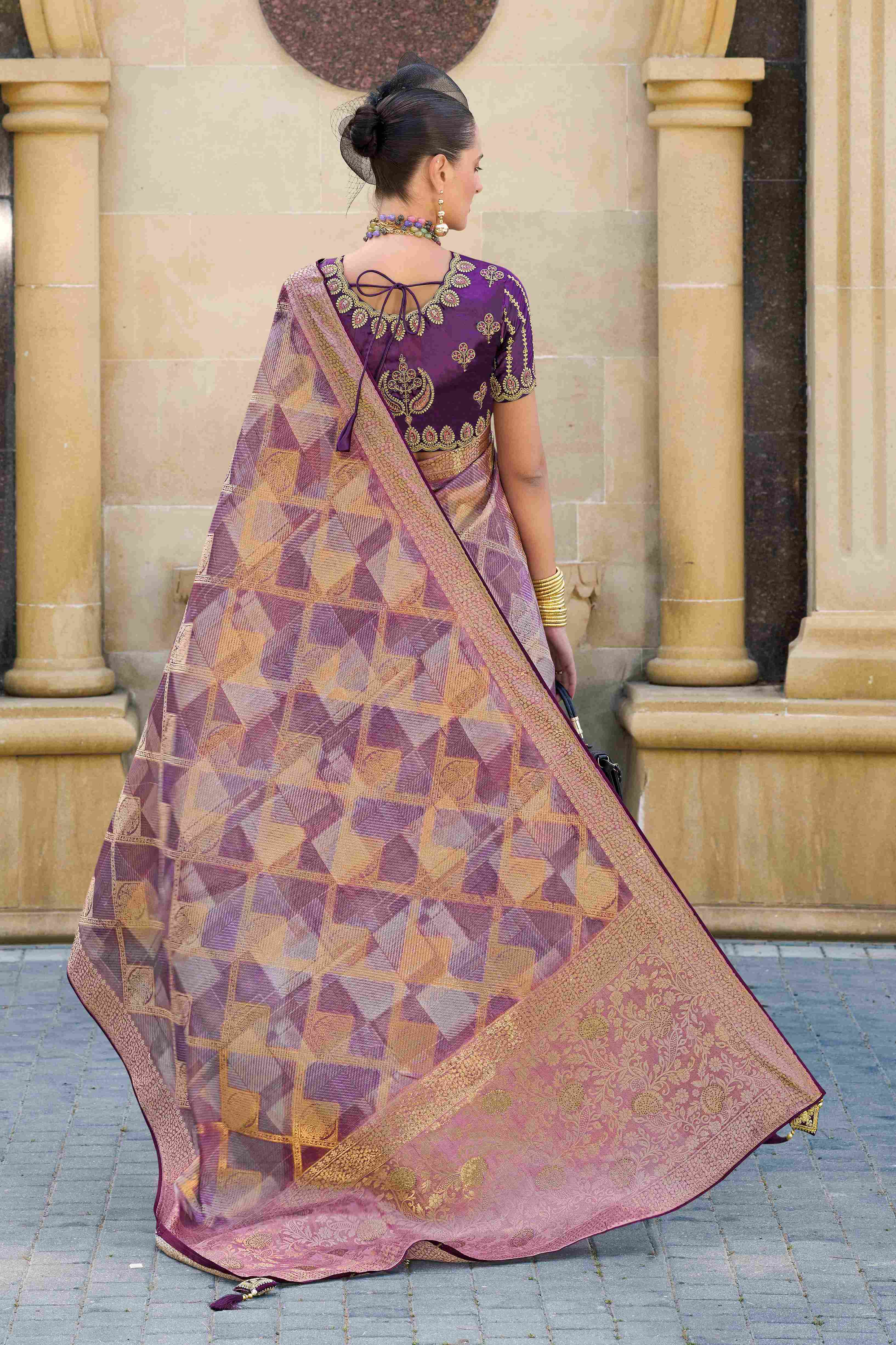 Purple Jacquard Woven Saree