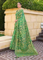 Green Jacquard Woven Saree