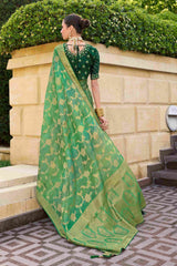 Green Jacquard Woven Saree