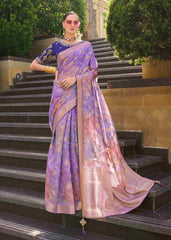 Lavender Jacquard Woven Saree