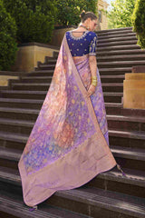 Lavender Jacquard Woven Saree