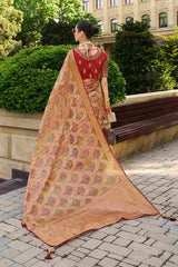 Rust Orange Jacquard Woven Saree