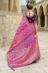 Pink Jacquard Woven Party Wear Saree