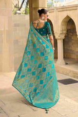 Sea Green Jacquard Woven Saree