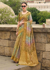 Avocado Green Jacquard Woven Saree