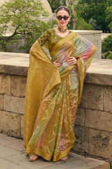 Avocado Green Jacquard Woven Saree