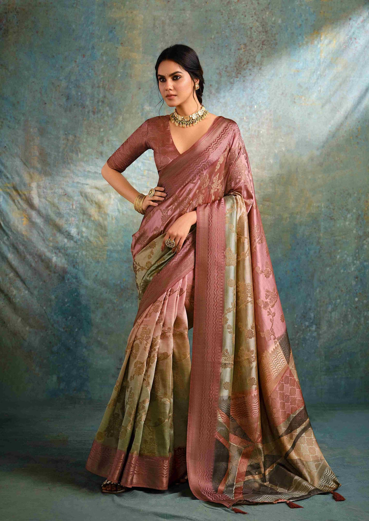 Multi Color Jacquard Woven Saree