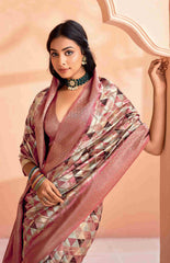 Multi Rust Organza Jacquard Woven Saree