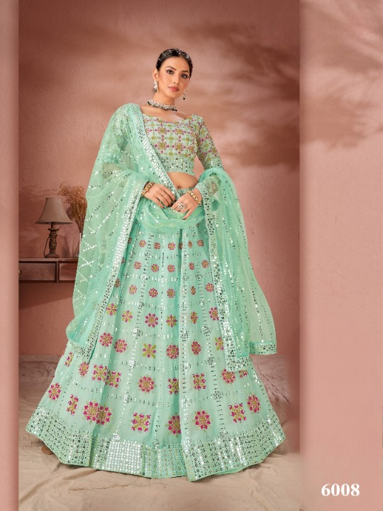 Sea Green Georgette Sequins Thread Work  Lehenga Choli