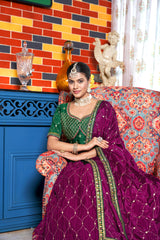 Purple Crush Embroidered Chinon Lehenga Choli